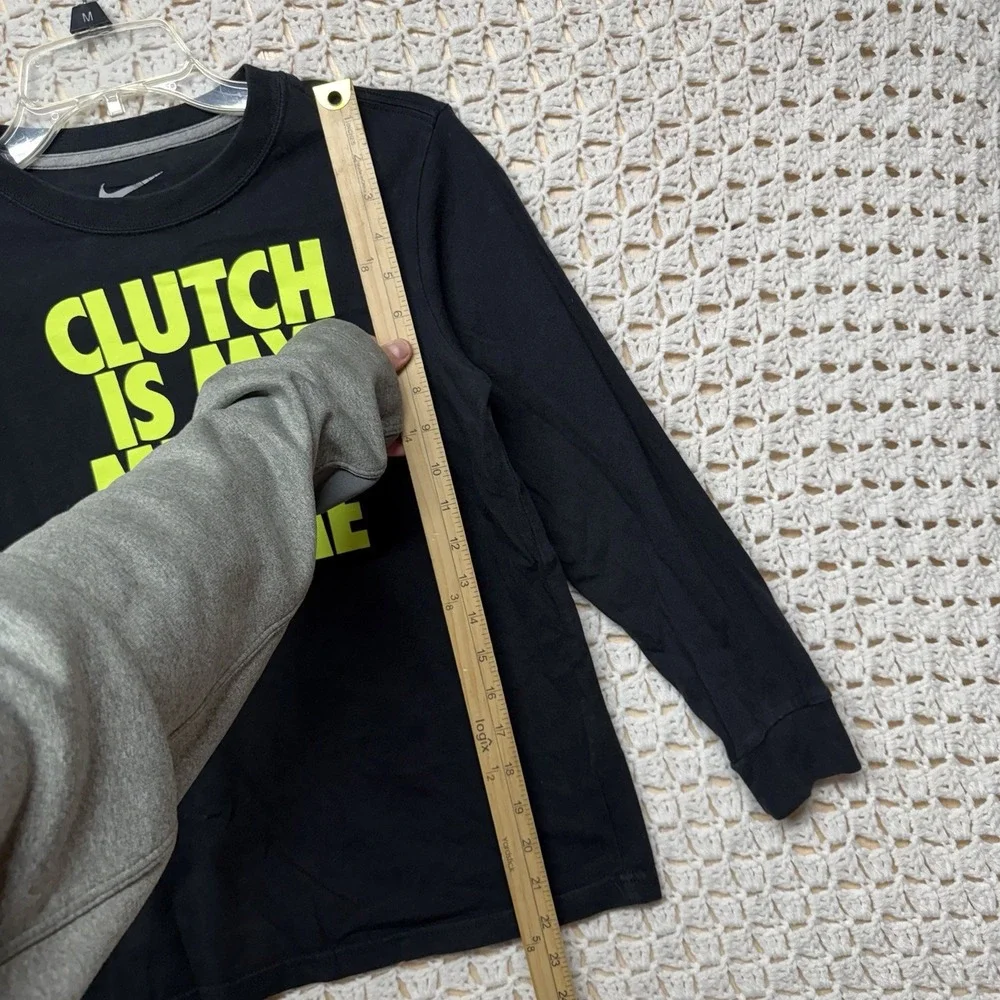 Nike T Shirt Boys Youth Sz M Black Long Sleeve Clutch Is My Middle Name 549105-
